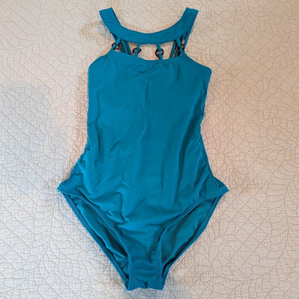 Jantzen Size 8 Turquoise One Piece Swimsuit